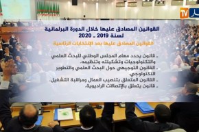 القوانين المصادق عليها خلال الدورة البرلمانية لسنة 2019  2020