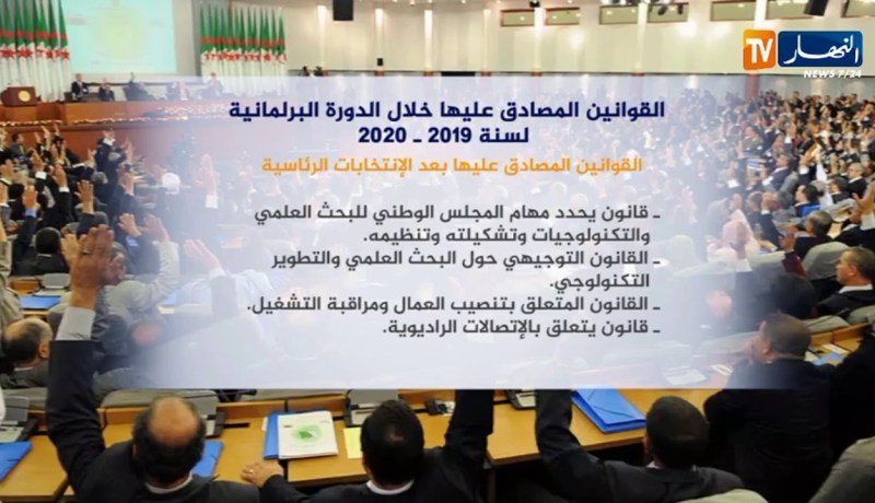 القوانين المصادق عليها خلال الدورة البرلمانية لسنة 2019  2020