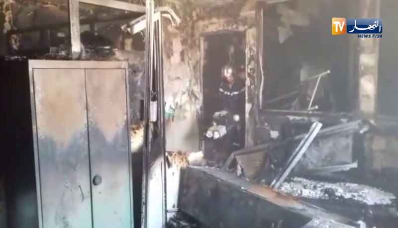 شاهد لحظة إندلاع حريق بمستشفى الأم والطفل بالوادي