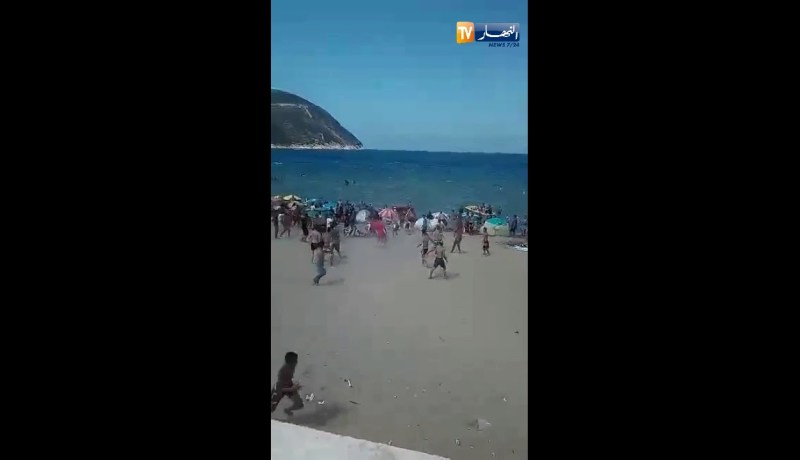 شاهد..شجار عنيف بين المصطافين بشواطئ القل