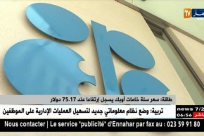 طاقة: سعر سلة خامات أوبك يسجل إرتفاعا عند 75.17 دولار