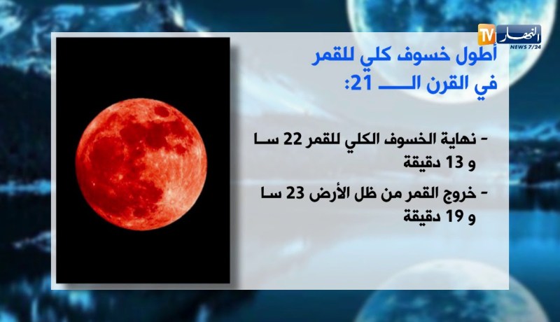 أطول خسوف كلي للقمر في القرن الـ 21