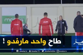 شاهد كيف سقط “بلماضي” على الأرض دون أن يساعده أي لاعب الخضر على النهوض؟
