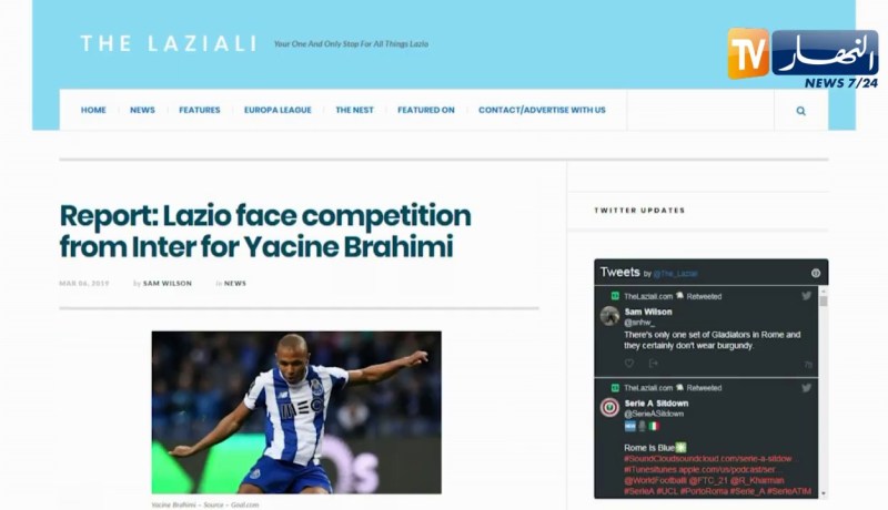 لازيو روما الإيطالي ينافس الإنتر وأرسنال على ضم ياسين براهيمي
