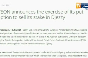 “فيون” تقرر بيع حصتها في جازي للجزائر