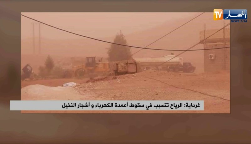 غرداية: الرياح تتسبب في سقوط أعمدة الكهرباء و أشجار النخيل