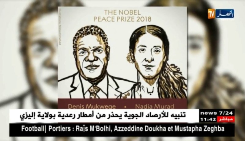 فوز العراقية “نادية مراد” والكونغولي “دينيس ماكفيغا” بجائزة نوبل للسلام لعام 2018