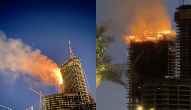 بالفيديو … السعودية تستفيق على حريق هائل في برج جدة