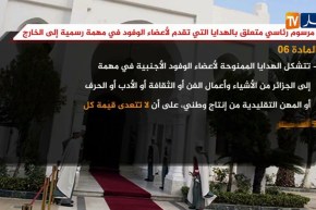 مرسوم رئاسي متعلق بالهدايا التي يقدم لأعضاء الوفود في مهمة رسمية إلى الخارج