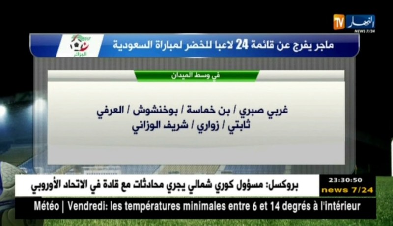 هذه هي قائمة اللاّعبين المعنيين بودّية الخضر أمام السعودية