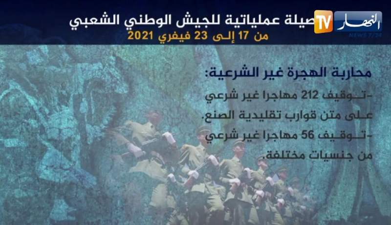 الحصيلة العملياتية للجيش الوطني الشعبي من 17 إلى 23 فيفري 2021