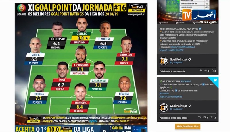 براهيمي ضمن التشكيلة المثالية للجولة 16 في البرتغال ويقترب من الإنتر