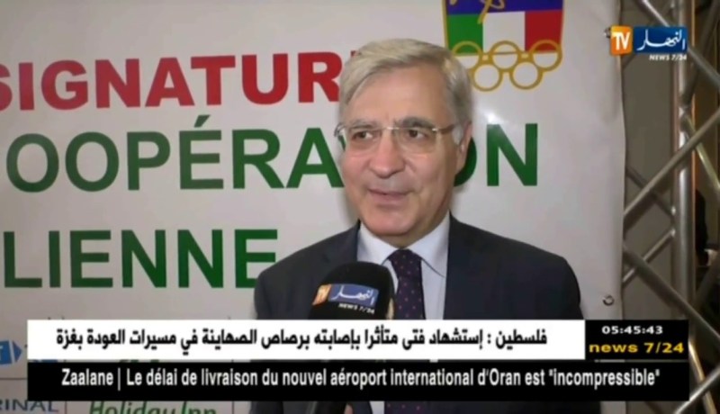 سفيرإيطاليا بالجزائر: تضامنا مع الجزائر والمنتخبين سيكونان حاضرين في المونديال القادم