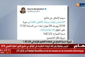 تربية: نسبة النجاح في شهادة التعليم الإبتدائي 87،25%