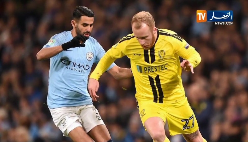 محرز ينال العلامة الكاملة في لقاء السيتي ضد بيرتون ألبيون في كأس الرابطة