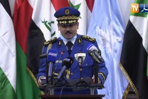 مراقب الشرطة بوبكر بواحمد يلقي كلمة للأمين العام لمجلس الوزراء الداخلية العرب بن علي كومان