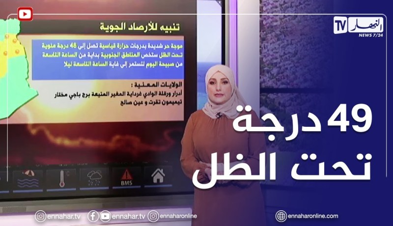 أحوال الطقس / 49 درجة مئوية تحت الظل على هذه المناطق