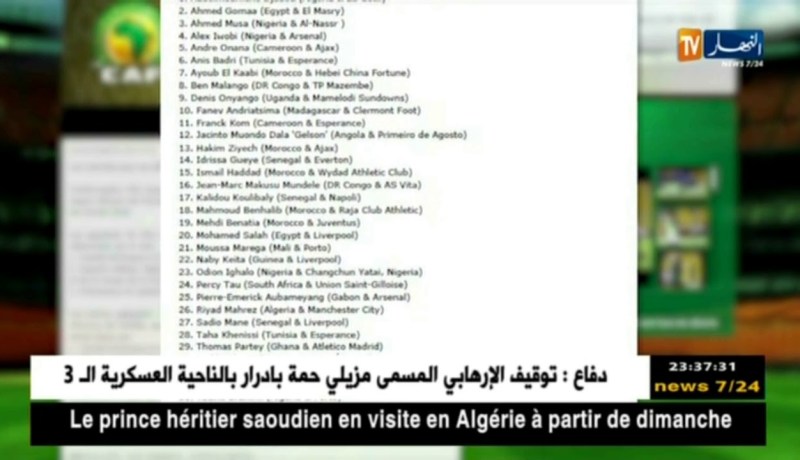 محرز براهيمي جابو وبلايلي ضمن قائمة المرشحين لجائزة أفضل لاعب في إفريقيا