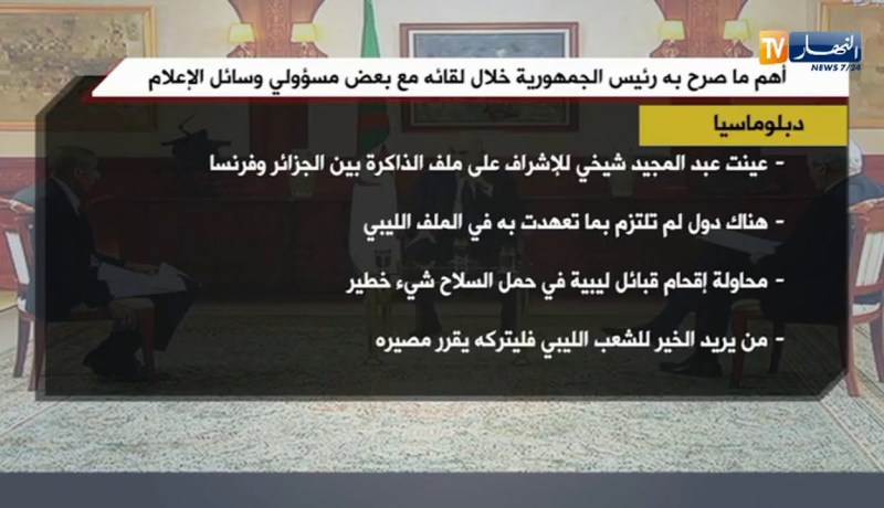 أهم ما صرح به رئيس الجمهورية خلال لقائه مع بعض مسؤولي وسائل الإعلام