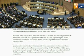 إنفانتينو: الجزائر عرفت بإفريقيا وشرفتها لما هزمت ألمانيا سنة 1982