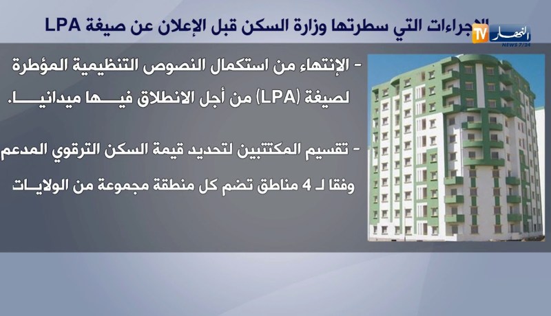 أيام قبل الإعلان عن صيغة LPA.. هذه الإجراءات التي سطرتها وزارة السكن
