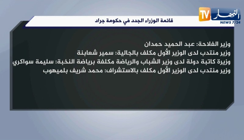 قائمة الوزراء الجدد والحقائب المستحدثة في حكومة جراد