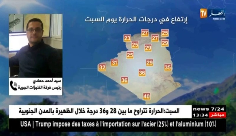 سيد أحمد حمادي/”إرتفاع في درجة الحرارة يوم السبت”