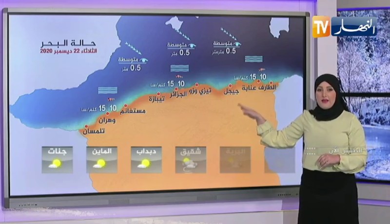 طقس: أجواء مشمسة وصافية على المناطق الشمالية والجنوبية مع تسجيل إنخفاض في درجات الحرارة