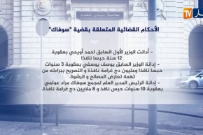 عدالة: أحكام قضائية تتراوح ما بين 20 سنة حبسا نافذا والبراءة في قضية مجمع سوفاك