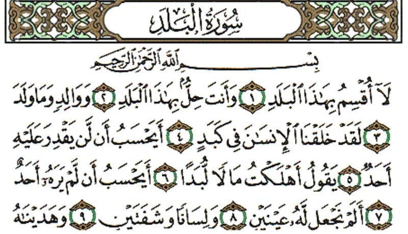 تفسير قراءة سورة البلد في المنام