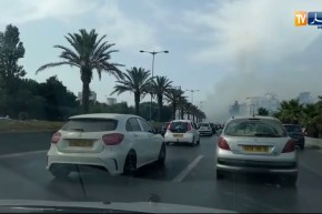 حريق بالغابة المحاذية للطريق الرابط بين بن عكنون والدار بالبيضاء