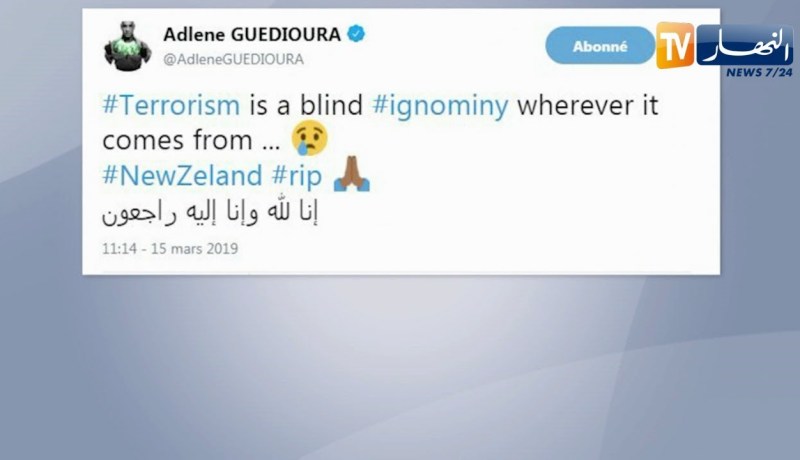 لاعبو الخضر يتضامنون مع ضحايا الإعتداء الإرهابي على مسجد في نيوزيلندا