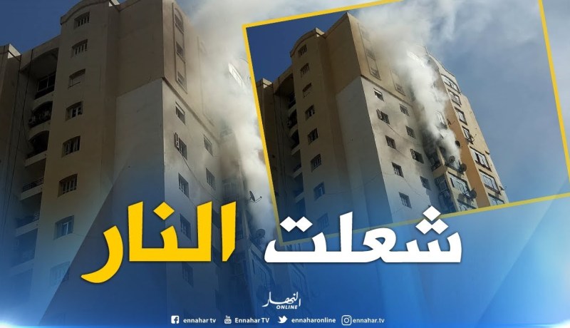 شاهد..إحتراق شرفة بالطابق التاسع بأحد عمارات باب الزوار