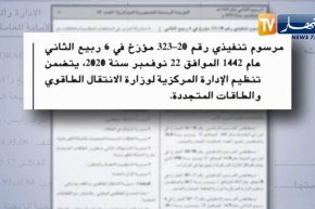 صدور مرسومين يحددان صلاحيات وزير الإنتقال الطاقوي وتنظيم وزارته