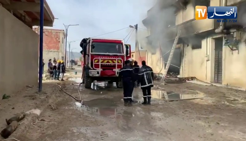 حريق مهول بمصنع خاص لصناعة الزرابي بتبسة