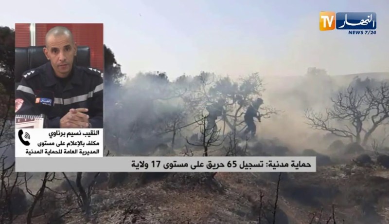 حماية مدنية: تسجيل 65 حريق على مستوى 17 ولاية