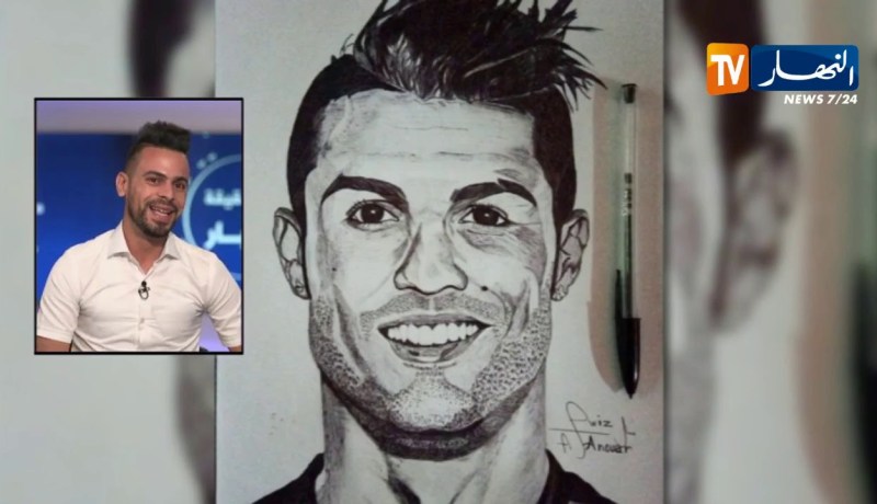 بتقنية 3D..أنور يبدع في رسم لاعبي الخضر