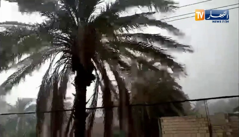 رياح قوية مصحوبة بأمطار تضرب الضاية بن صحوة بغرداية