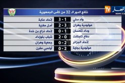 نتائج مبارايات الدور 32 من كأس الجمهورية