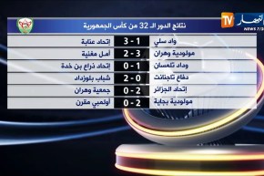 نتائج مبارايات الدور 32 من كأس الجمهورية