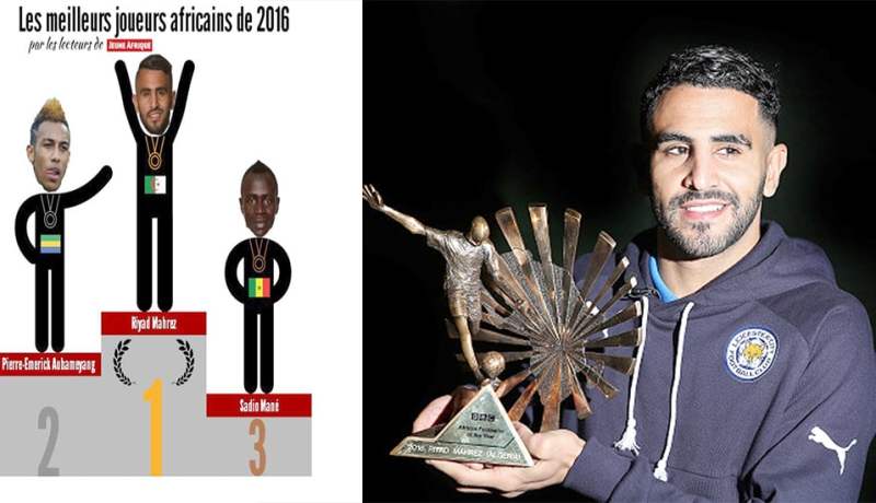 محرز يتفوق على أوباميانغ ويتوج بجائزة أحسن لاعب في إفريقيا لعام 2016