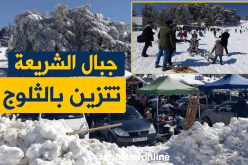 عائلات تستمتع بالأجواء الثلجية في عز الربيع