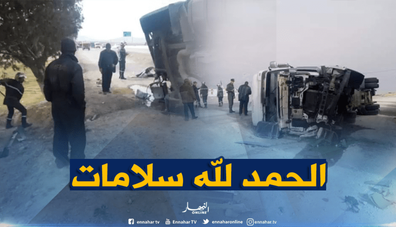 بالصور…إنحراف شاحنة نقل الغاز المميع بالجلفة