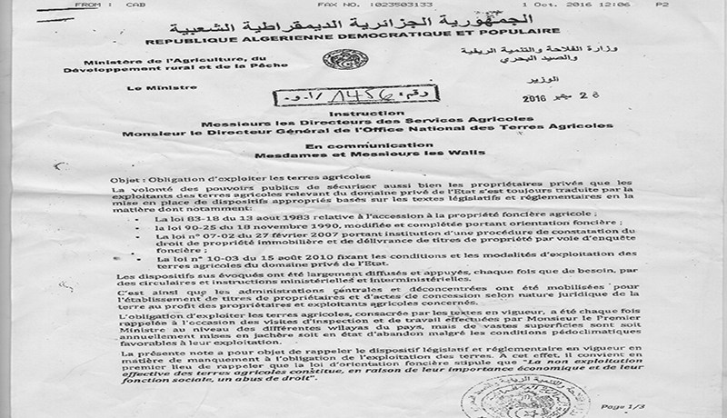 رسميا.. أوامر للولاة لاسترجاع الأراضي الفلاحية المهملة