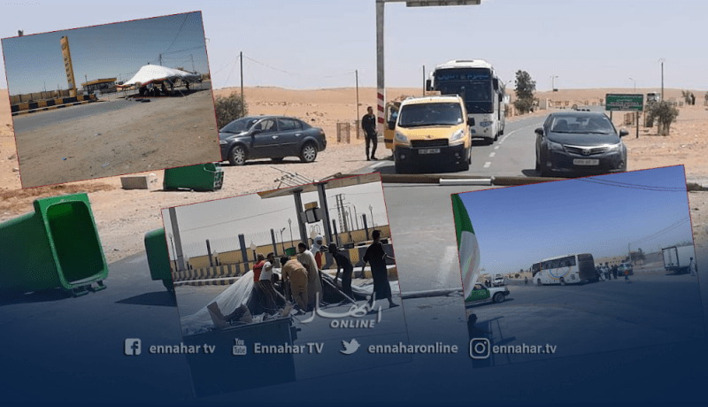 بالصور.. شباب بطال يغلق الطريق الوطني 50 بتندوف