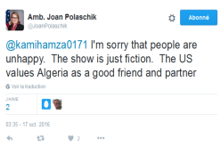 السفيرة الأمريكية تتحدث عن قصف الجزائر بالنووي في مشاهد مسلسل أمريكي