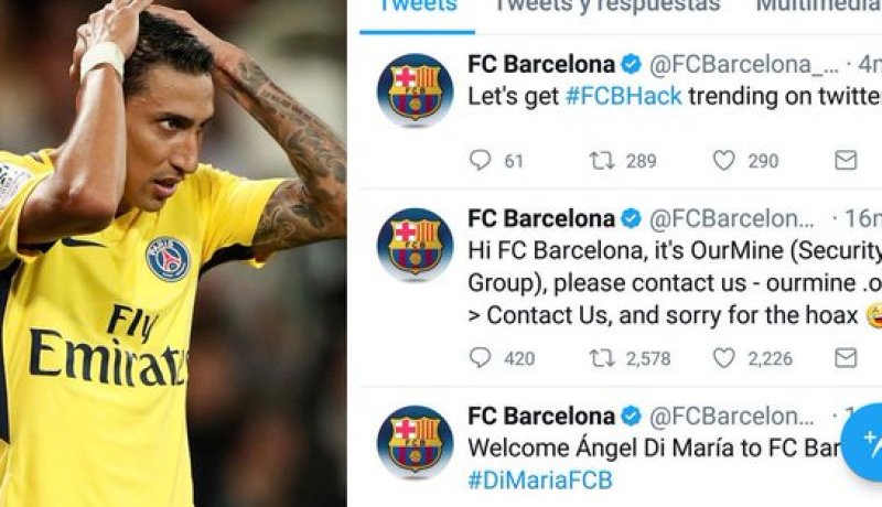 “هاكرز” يخترقون “حسابات” برشلونة الرسمية ويتعاقدون مع “دي ماريا” !!