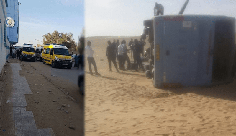 بالفيديو والصور.. 30 جريحا في انقلاب حافلة بحاسي مسعود