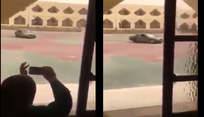 بالفيديو.. تلميذ يقتحم بسيارته ساحة ثانوية ويحولها الى حلبة سباق