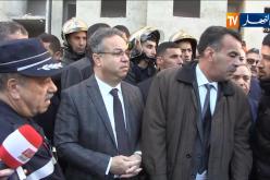 وزير السكن يحل بمكان حادث انهيار ورشة بناء سكنات عدل بالرحمانية